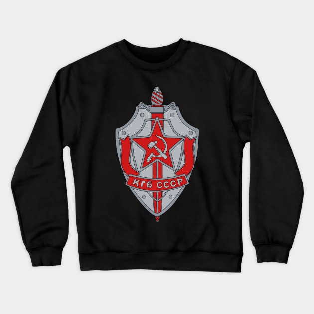 KGB Badge Cartoon Style Crewneck Sweatshirt by okpinsArtDesign